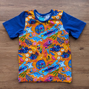 SIZE 4 Bright Aussie animals yellow tshirt