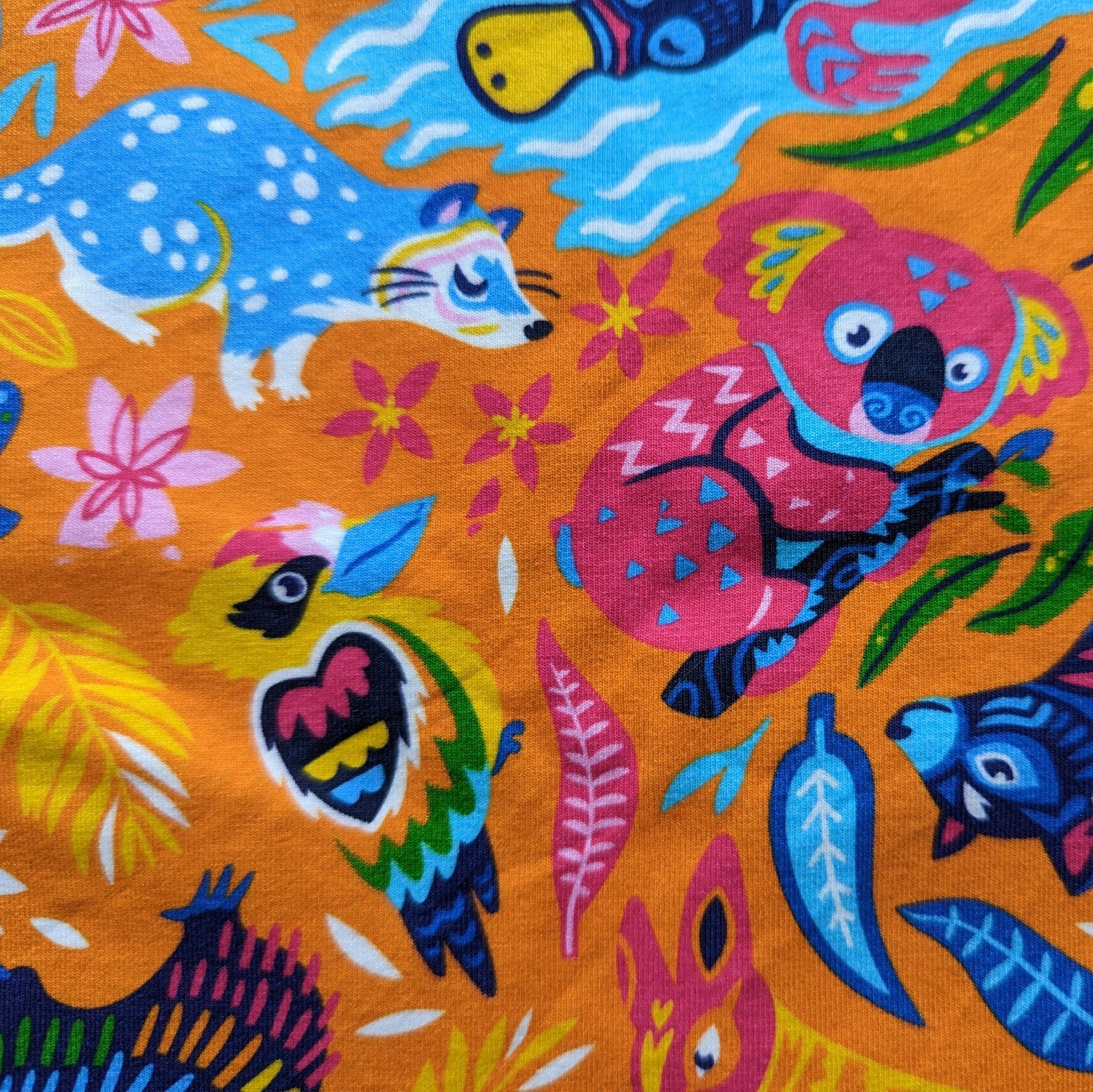 SIZE 4 Bright Aussie animals yellow tshirt
