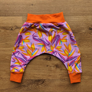 SIZE 00 Kasey Rainbow Paradise birds purple harem pants