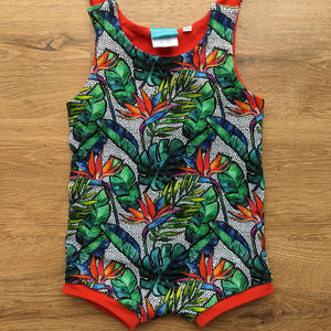 SIZE 00 Dotty birds of paradise short romper