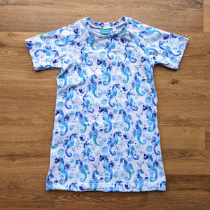 SIZE 5 Watercolour seahorses tshirt dress