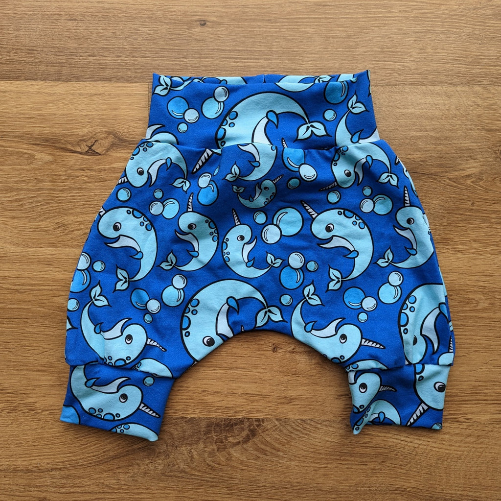 SIZE 1 Kasey Rainbow blue Narwhal harem shorts