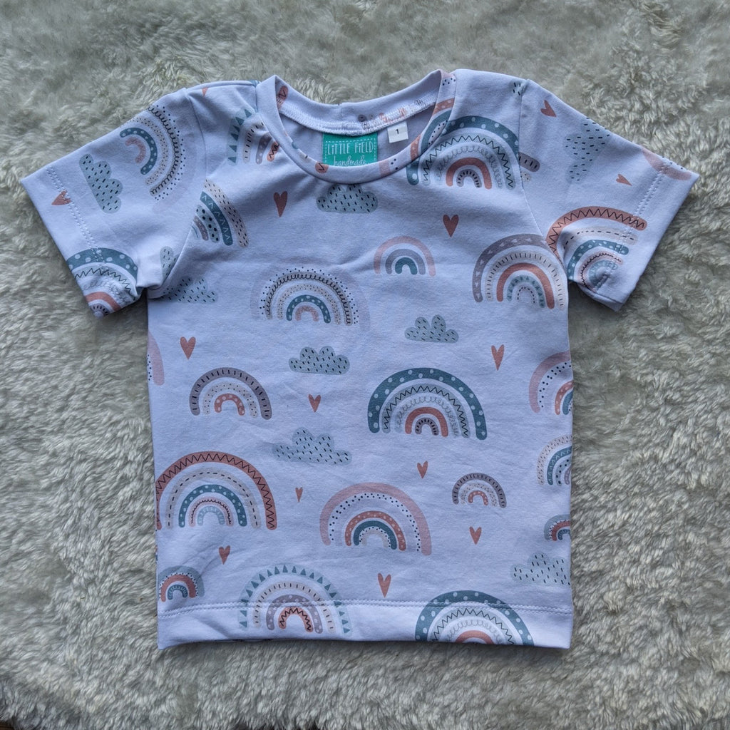Size 1 Pastel scribble rainbow tshirt