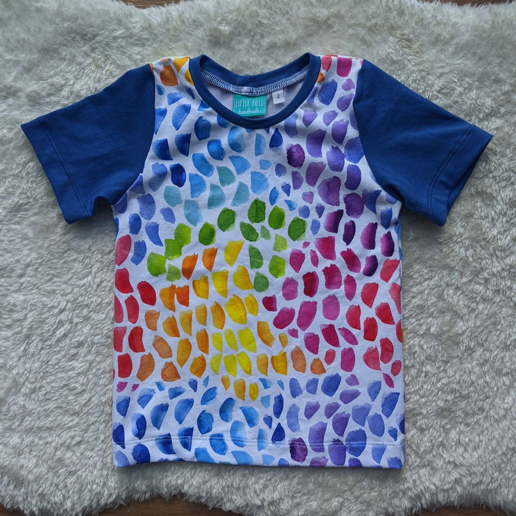 Size 2 Rainbow paint spots tshirt
