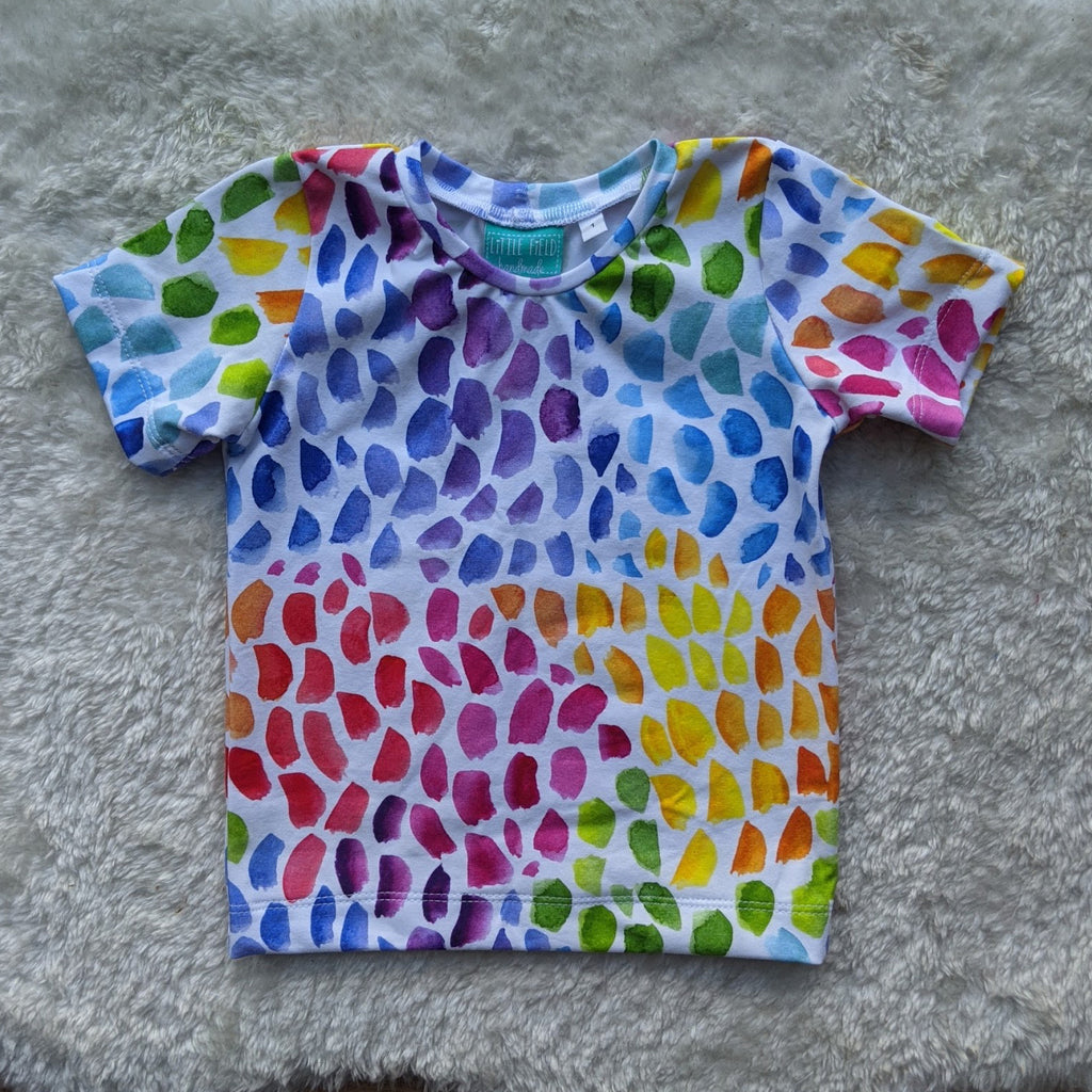 Size 1 Rainbow paint spots tshirt