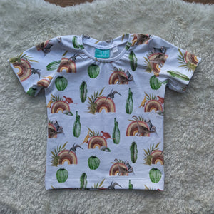 Size 1 Dino rustic rainbow tshirt
