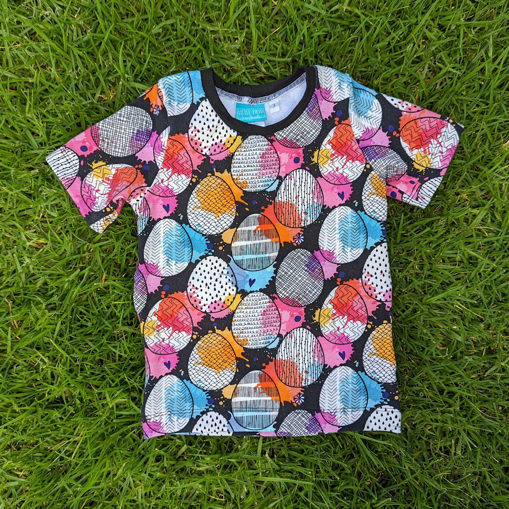 SIZE 3 Splattered eggs dark tshirt