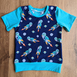SIZE 2 Space rocket Trex tshirt