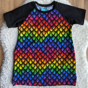 SIZE 3 Rainbow dragon scales tshirt dress
