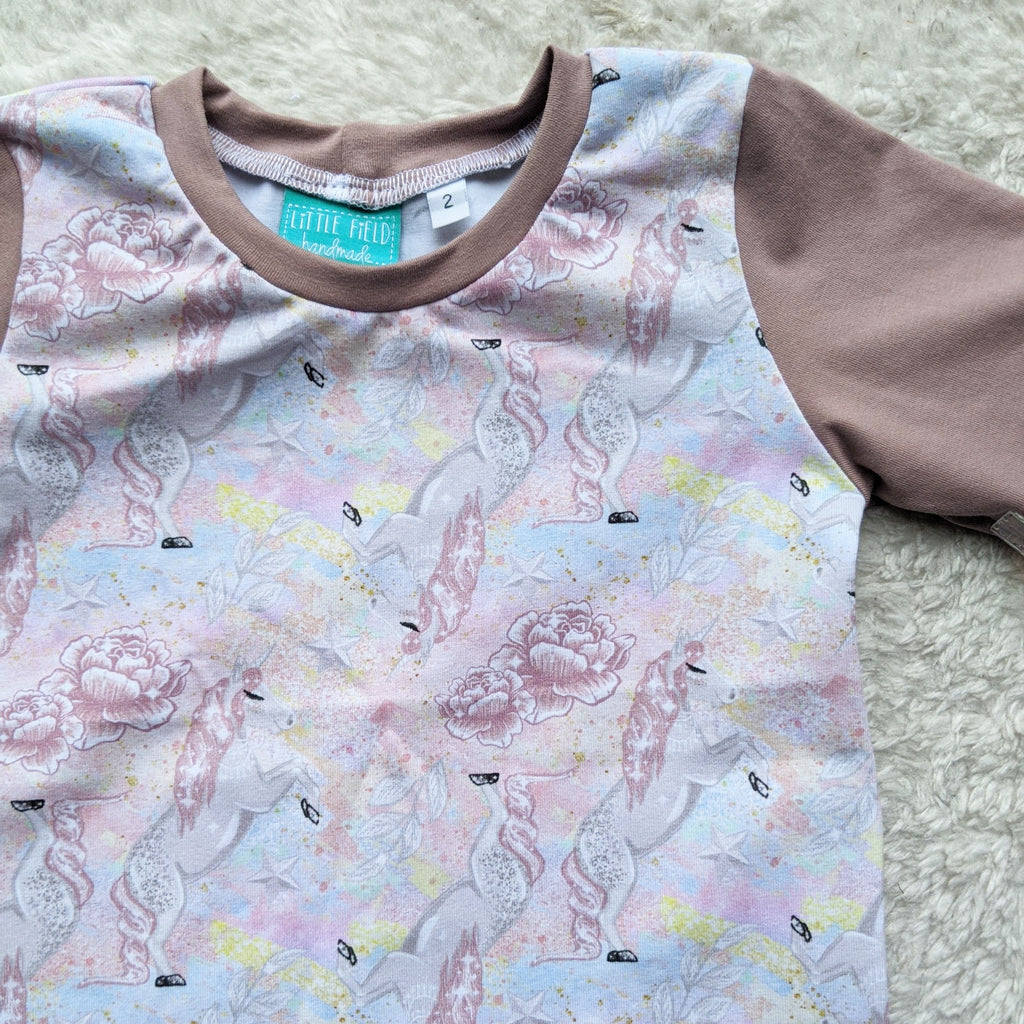 SIZE 2 Floral unicorns tshirt