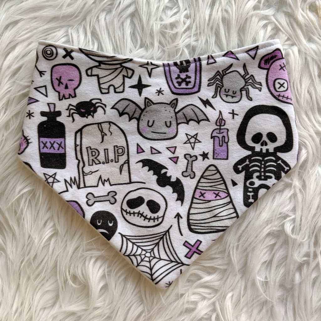 Purple skeleton & friends bandana bib