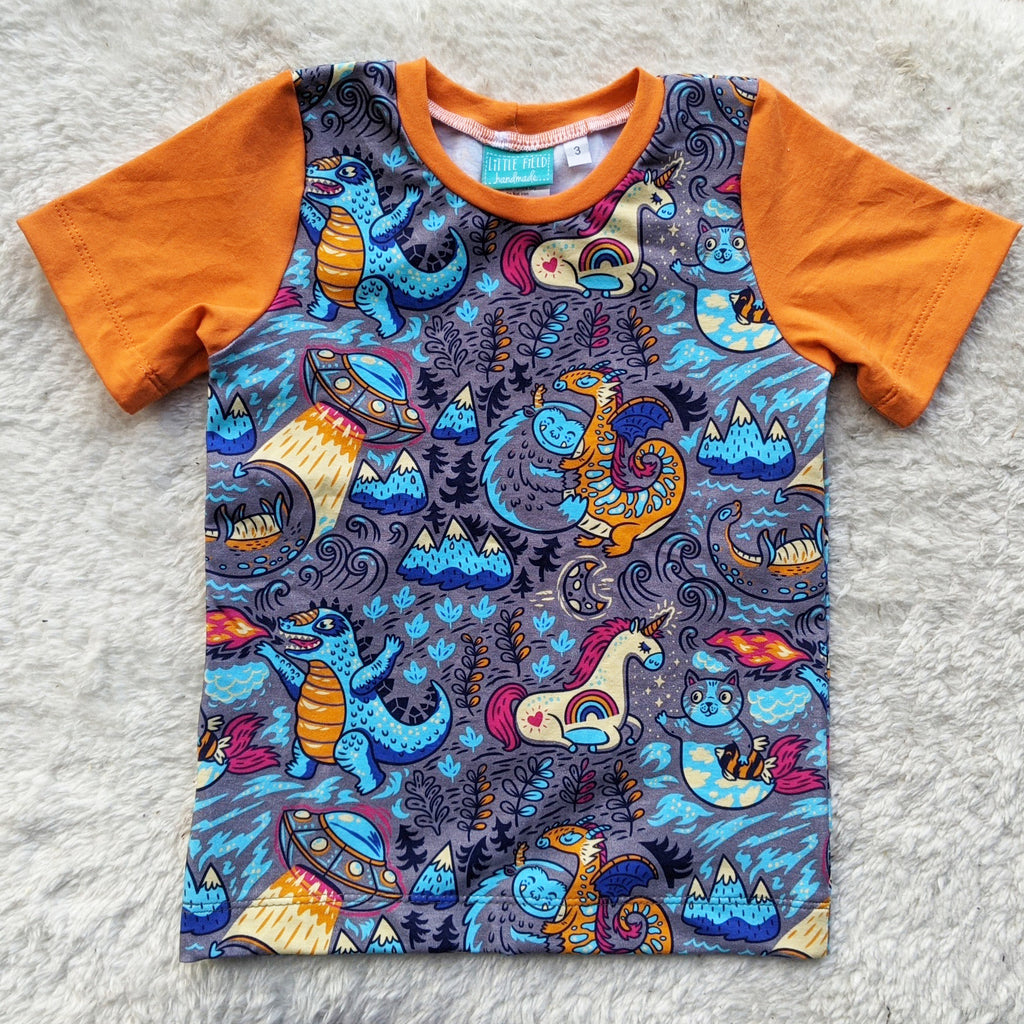 SIZE 3 Mythical creatures blue tshirt